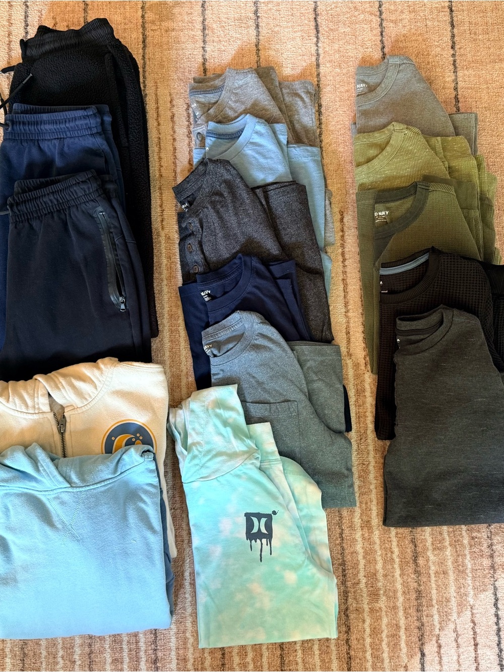 Lot of boys long sleeve t-shirts, hoodies and joggers